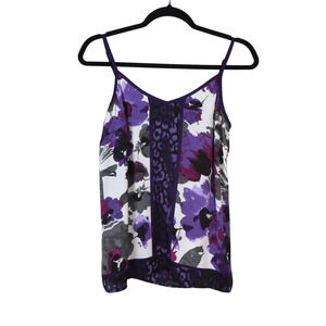 Vintage Express Y2K Camisole Tank Abstract Purple Cheetah Print Sz S 90s Sexy‎